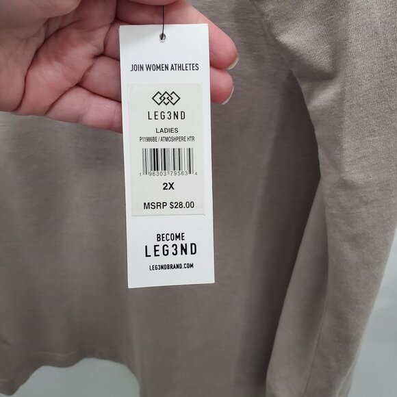 LEG3ND Woman's Atmosphere Heather Taupe Moisture Wicking Active Tank NWT Plus 2X - Picture 3 of 6